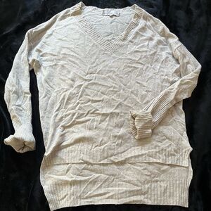 Central Park West Cream V-Neck Sweater